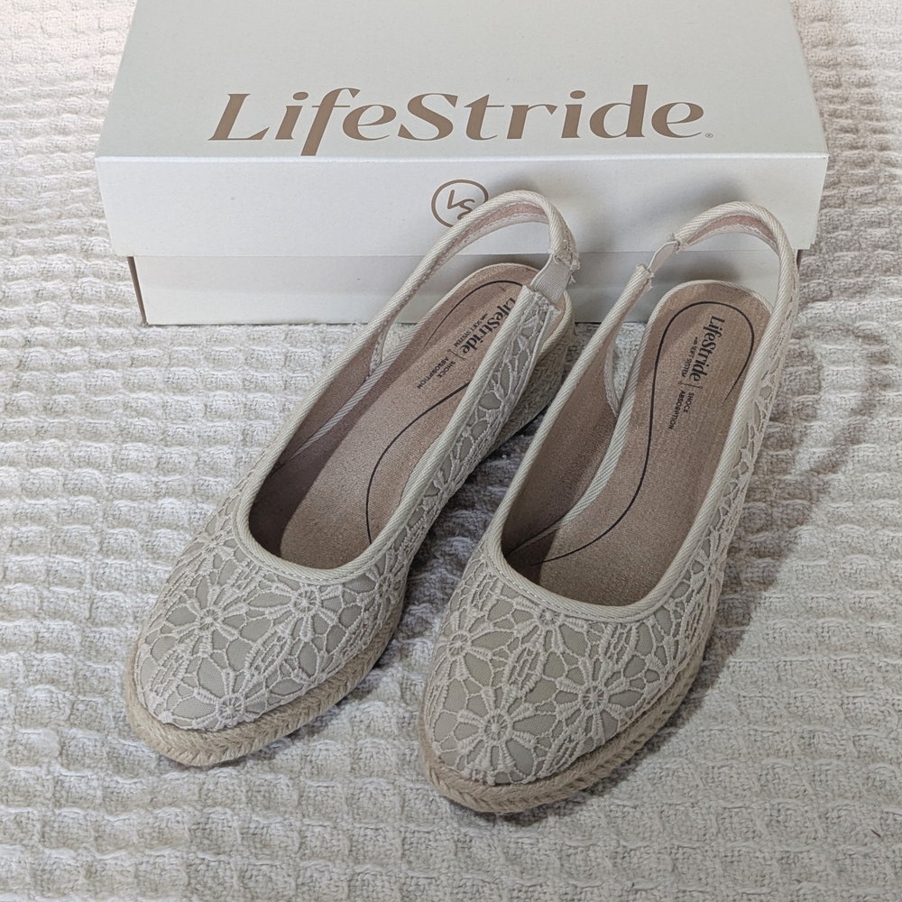 Cream Lifestride Kayden Espadrille Wedges 5